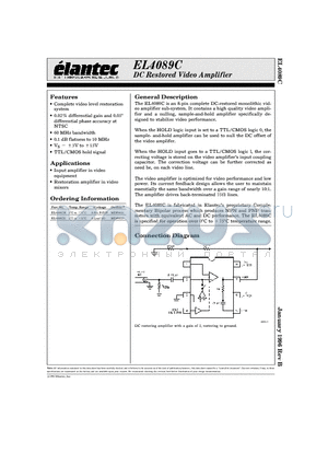 EL4089CS datasheet - DC Restored Video Amplifier