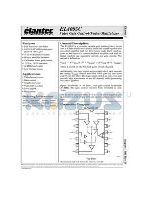 EL4095C datasheet - Video Gain Control/Fader/Multiplexer