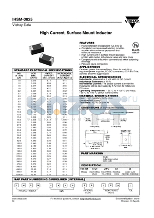 IHSM-3825_06 datasheet - High Current, Surface Mount Inductor