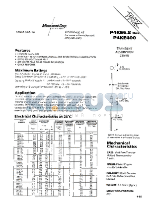 P4KE11 datasheet - TRANSIENT ABSORPTION ZENER