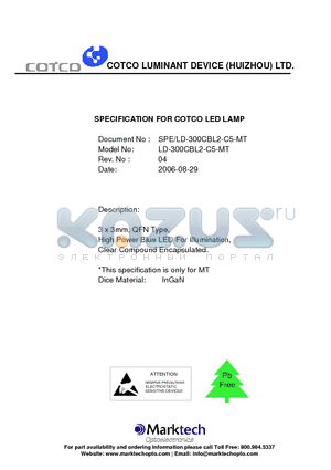 LD-300CBL2-C5-MT datasheet - SPECIFICATION FOR COTCO LED LAMP