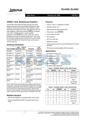 EL4340IU-T13 datasheet - 500MHz Triple, Multiplexing Amplifiers