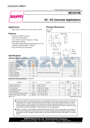 MCH3106 datasheet - DC / DC Converter Applications