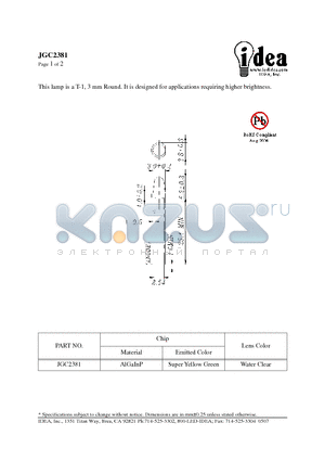 JGC2381 datasheet - T-1, 3 mm Round