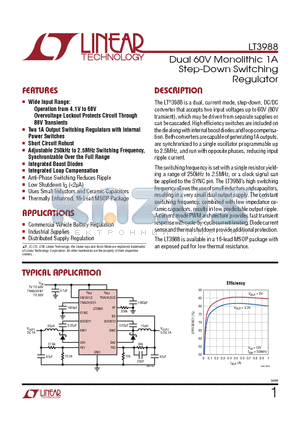 LT3509 datasheet - Dual 60V Monolithic 1A Step-Down Switching