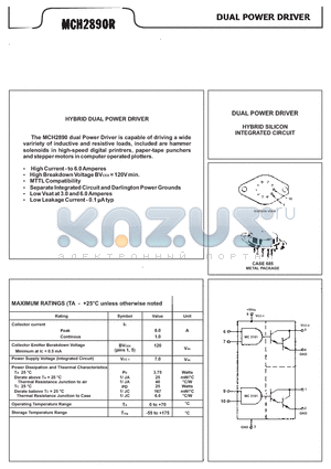 MCH2890R datasheet - DUAL POWER DRIVER