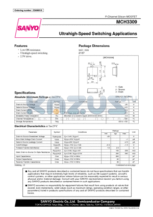 MCH3309 datasheet - Ultrahigh-Speed Switching Applications