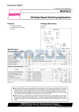 MCH3312 datasheet - Ultrahigh-Speed Switching Applications