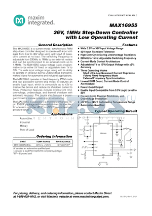 MAX16955_12 datasheet - 36V, 1MHz Step-Down Controller with Low Operating Current