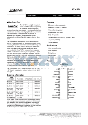 EL4501IUZ datasheet - Video Front End