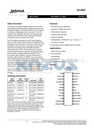 EL4501IU-T13 datasheet - Video Front End (VFE)