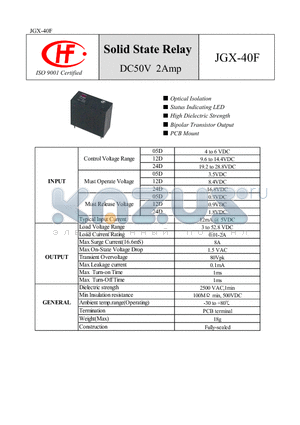 JGX-40F datasheet - DC50V 2Amp