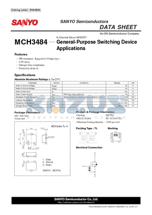 MCH3484_12 datasheet - General-Purpose Switching Device Applications