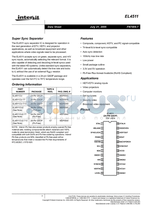 EL4511CUZ datasheet - Super Sync Separator