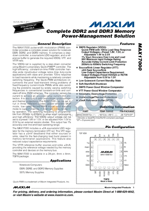 MAX17000 datasheet - Complete DDR2 and DDR3 Memory Power-Management Solution
