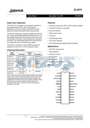 EL4511CUZ datasheet - Super Sync Separator