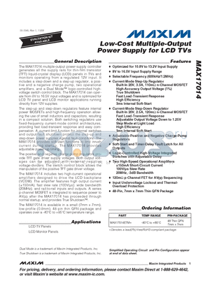 MAX17014ETM+ datasheet - Low-Cost Multiple-Output Power Supply for LCD TVs