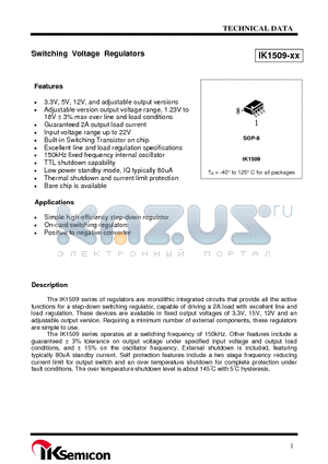 IK1509-XX datasheet - Switching Voltage Regulators