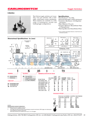 IK251-73 datasheet - Toggle Switches