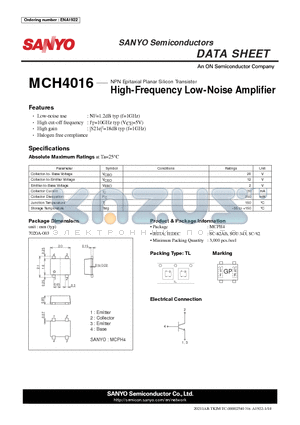 MCH4016 datasheet - High-Frequency Low-Noise Amplifier