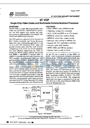 IITVCP datasheet - SINGLE CHIP VIDEO CODEC AND MULTIMEDIA COMMUNICATIONS PROCESSOR