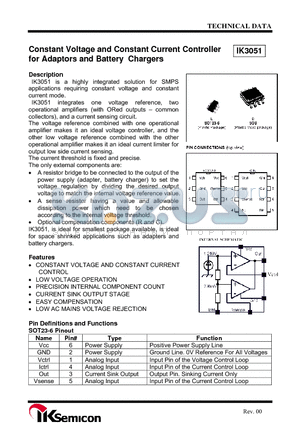 IK3051 datasheet - Constant Voltage and Constant Current Controller for Adaptors and Battery Chargers