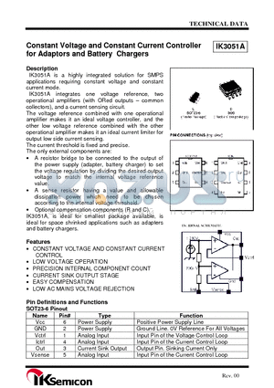 IK3051AL datasheet - Constant Voltage and Constant Current Controller for Adaptors and Battery Chargers