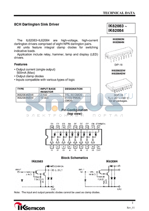 IK62084DW datasheet - 8CH Darlington Sink Driver