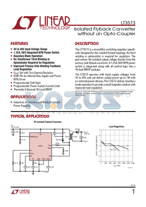 LT3573_09 datasheet - Isolated Flyback Converter without an Opto-Coupler