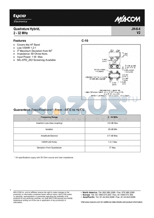 JH-6-4TNC datasheet - Quadrature Hybrid, 2 - 32 MHz