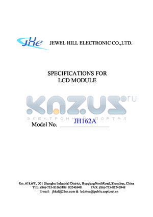 JH162A datasheet - SPECIFICATIONS FOR LCD MODULE