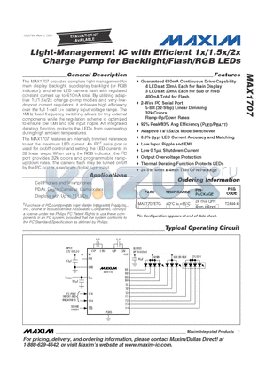 MAX1707ETG datasheet - Light-Management IC with Efficient 1x/1.5x/2x Charge Pump for Backlight/Flash/RGB LEDs