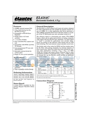 EL4584C datasheet - Horizontal Genlock, 4 FSC