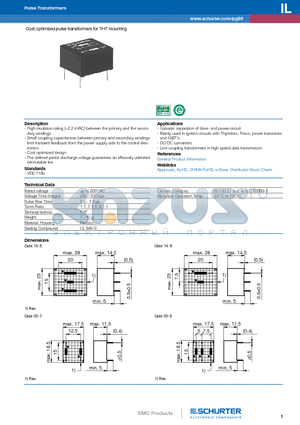 IL-11-0002 datasheet - Cost optimized pulse transformers for THT mounting