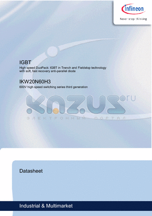 IKW20N60H3 datasheet - High speed DuoPack : IGBT in Trench and Fieldstop technology