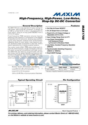 MAX1708_10 datasheet - High-Frequency, High-Power, Low-Noise, Step-Up DC-DC Converter