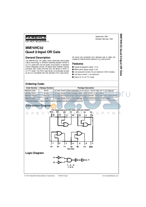 MM74HC32 datasheet - Quad 2-Input OR Gate