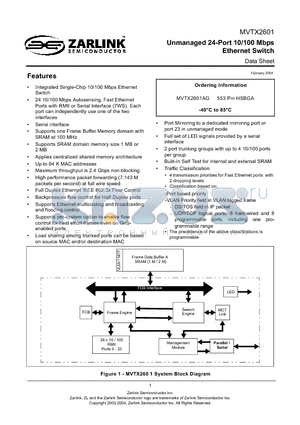 MVTX2601AG datasheet - Unmanaged 24-Port 10/100 Mbps Ethernet Switch