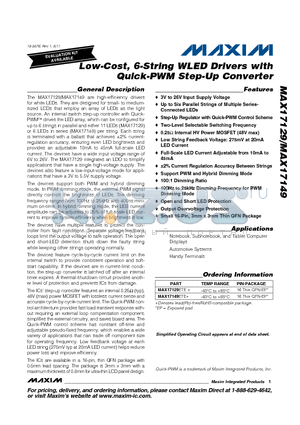 MAX17129 datasheet - Low-Cost, 6-String WLED Drivers with Quick-PWM Step-Up Converter