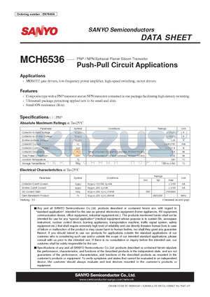 MCH6536 datasheet - Push-Pull Circuit Applications