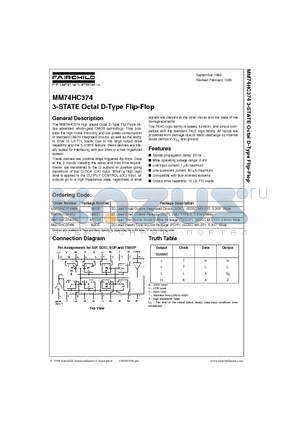 MM74HC374WM datasheet - 3-STATE Octal D-Type Flip-Flop