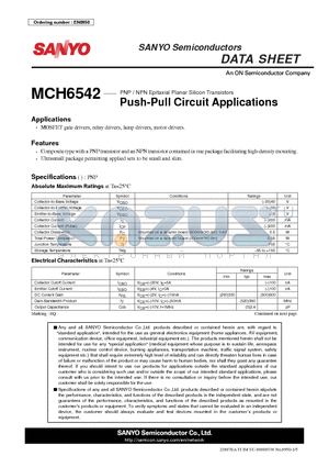 MCH6542 datasheet - Push-Pull Circuit Applications