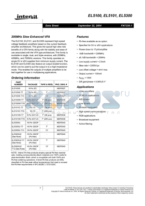 EL5100IS-T13 datasheet - 200MHz Slew Enhanced VFA