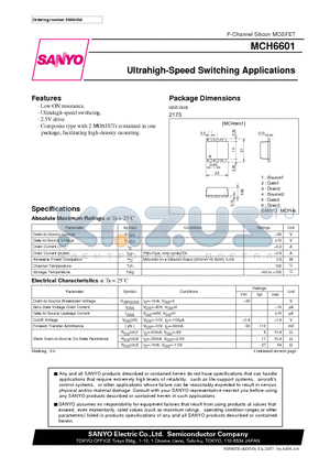 MCH6601 datasheet - Ultrahigh-Speed Switching Applications