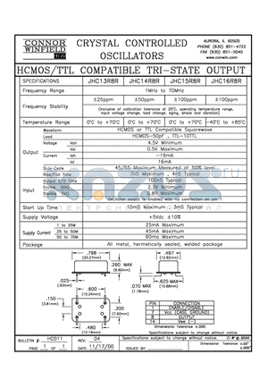 JHC13R8R datasheet - HCMOS/TTL COMPATIBLE TRI-STATE OUTPUT