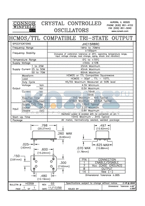 JHC15R8RC datasheet - HCMOS/TTL COMPATIBLE TRI-STATE OUTPUT