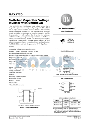 MAX1720 datasheet - Switched Capacitor Voltage Inverter with Shutdown