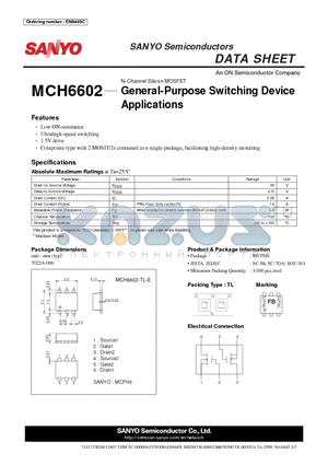 MCH6602 datasheet - General-Purpose Switching Device Applications