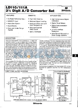 LD110 datasheet - 3 1/2 Digit A/D Converter Set