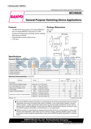 MCH6628 datasheet - General-Purpose Switching Device Applications